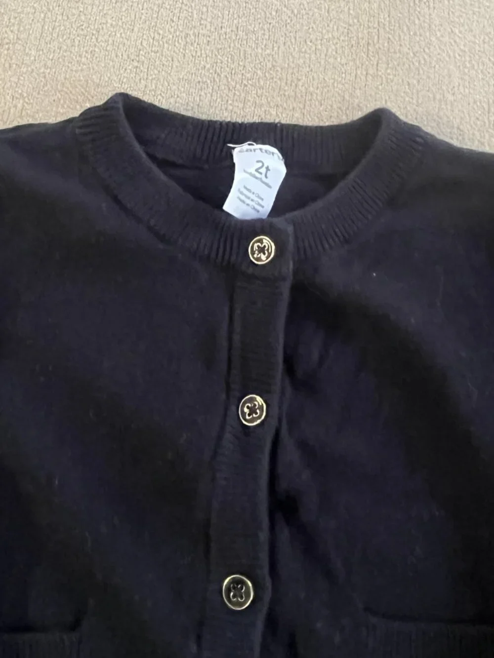Carter's Toddler Girls Black Cardigan Sweater Long Sleeves Size 2T